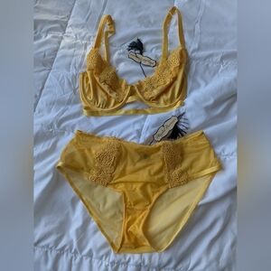 Playful Promises Yellow Lace Lingerie Set